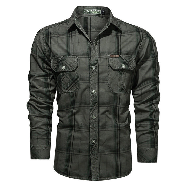 Men's checked utility shirt with chest flap pockets and reinforced canvas finish Mune Fashion
