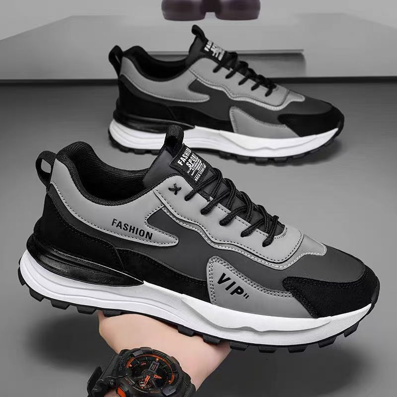 Men's Stylish Chunky Sneaker with Suede Overlays and Treaded Trail Sole Mune Fashion