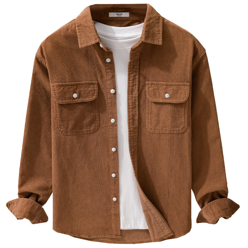 Men's cord overshirt in relaxed fit with patch chest pockets and soft touch Mune Fashion