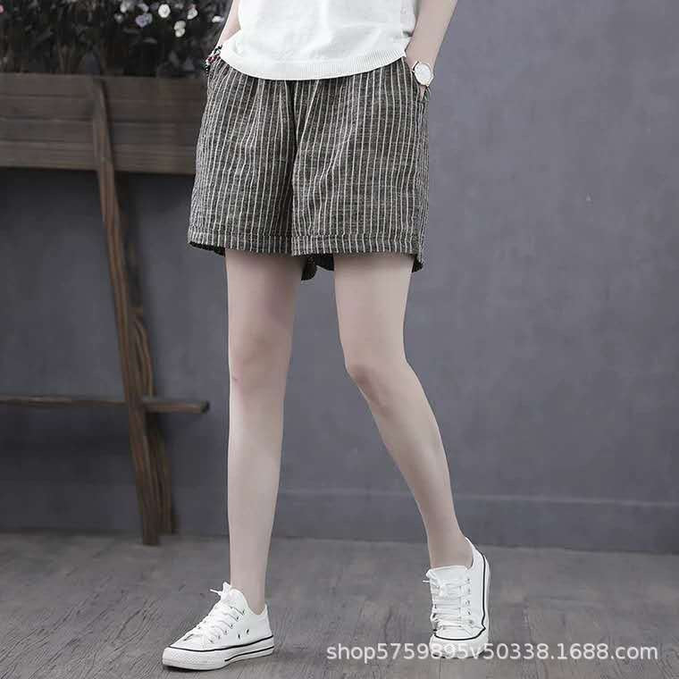 Women's Lightweight Striped Cotton Shorts