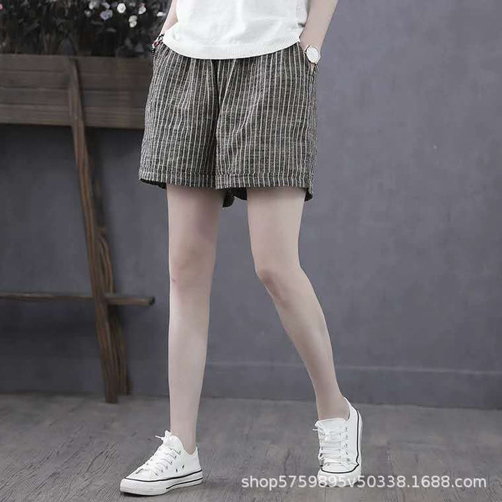 Women's Lightweight Striped Cotton Shorts