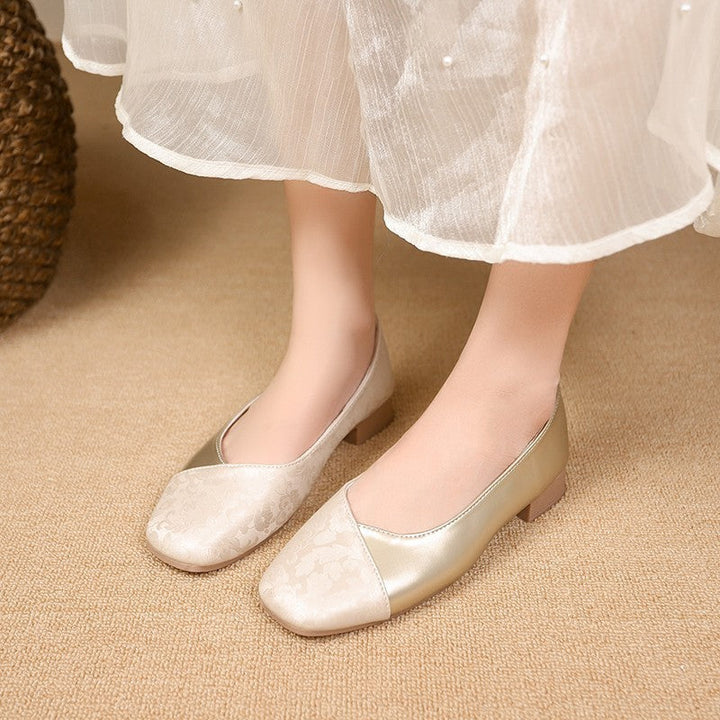 Women's Elegant Ballet Flats with Metallic and Floral Accents