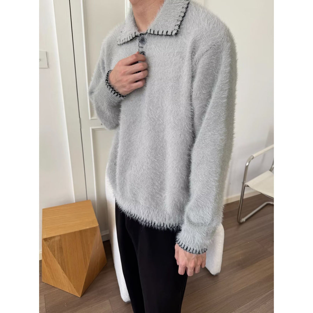 Women's Cozy Chunky Knit Sweater with Polo Collar Mune Fashion