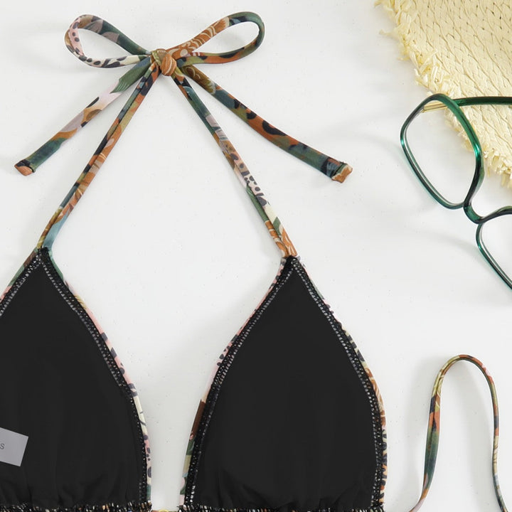Ladies triangle bikini with floral and animal print Mune Fashion