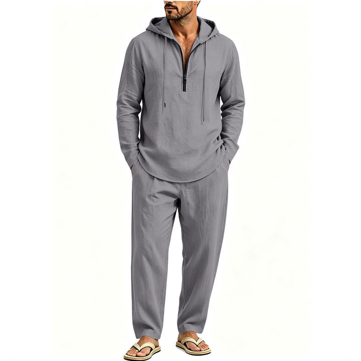 Men's Casual Lounge Set with Half-Zip Hoodie and Loose-Fitting Leisure Pants Mune Fashion