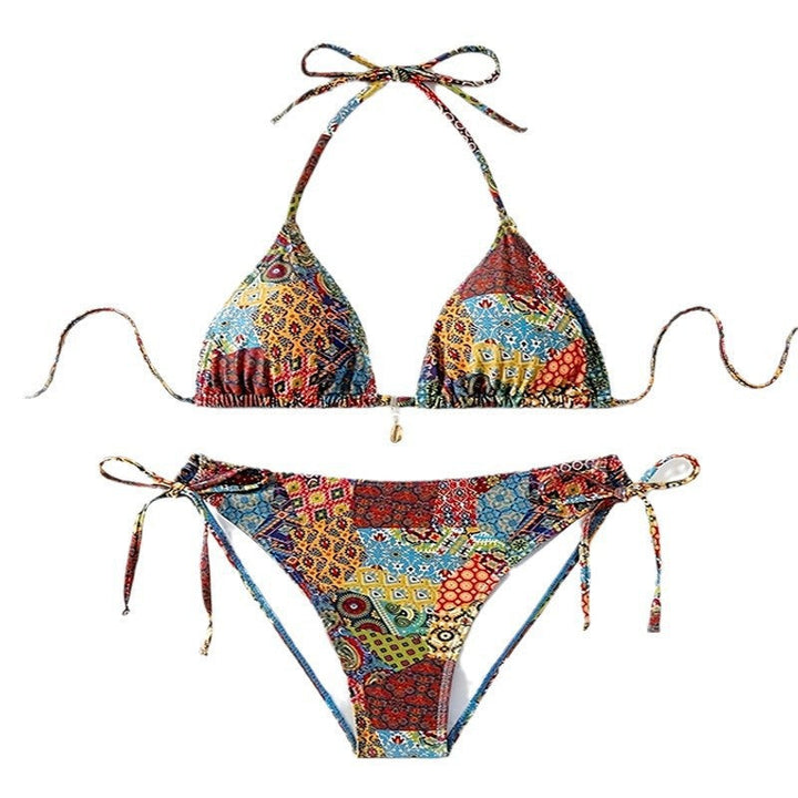 Women's Triangle Bikini with Colorful Pattern Mune Fashion