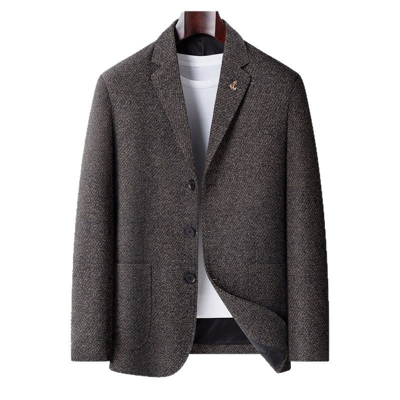 Men's Wool Blend Blazer with Herringbone Structure, Light Thermal Insulation and Patch Pockets Mune Fashion