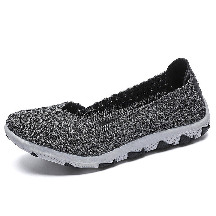 Women's knitted slip-on casual shoe with braided upper material and non-slip flexible sole Mune Fashion