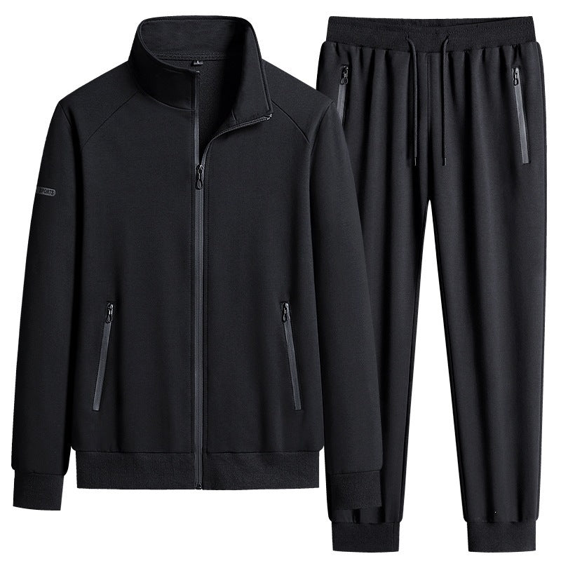 Men's Sporty Softshell Training Suit Set with Fleece-Lined Jacket and Tapered Jogging Pants Mune Fashion