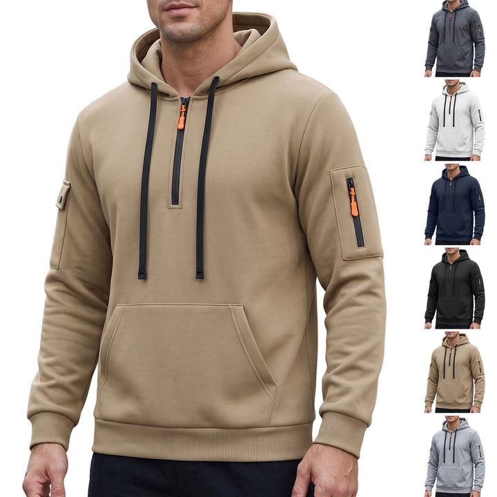 Men's hoodie with half zipper and utility arm pocket Mune Fashion
