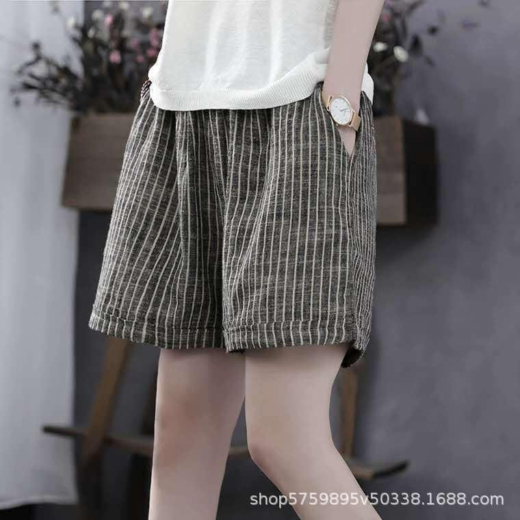 Women's Lightweight Striped Cotton Shorts