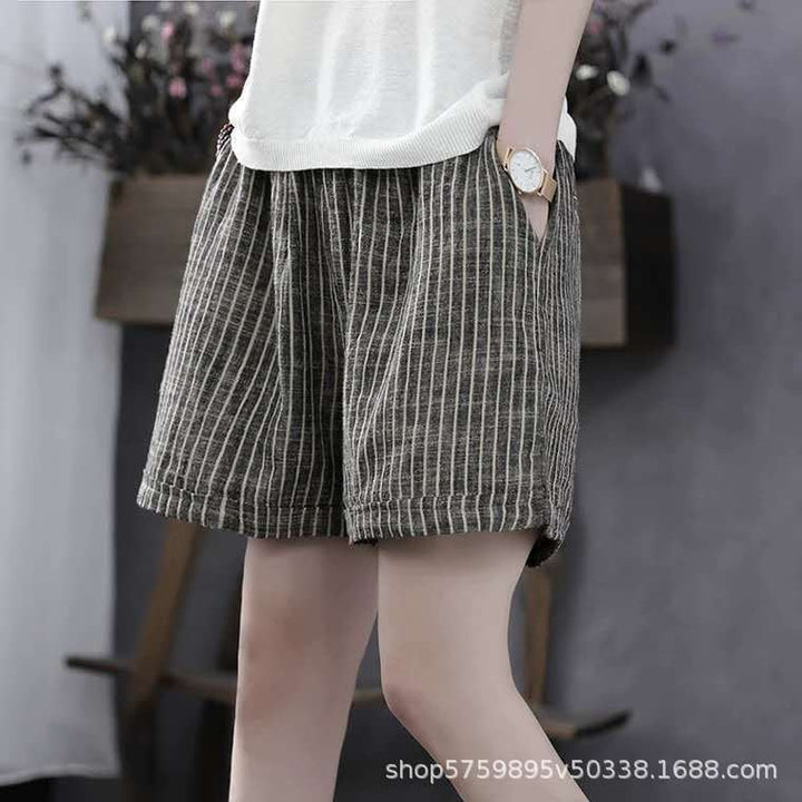 Women's Lightweight Striped Cotton Shorts