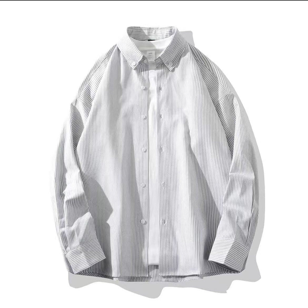 Men's Oversize Button-Down Shirt made of cotton blend with fine pinstripes Mune Fashion