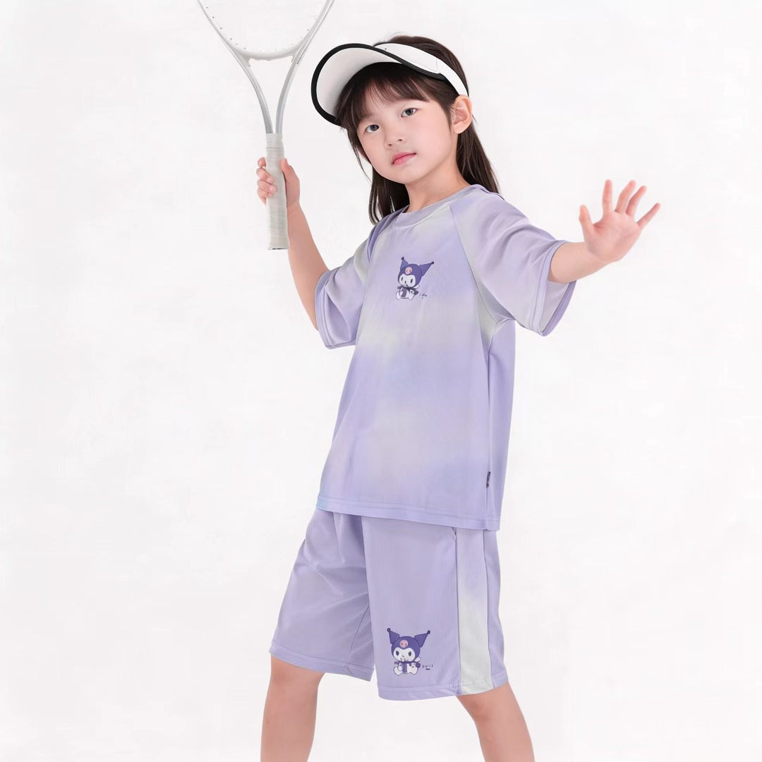 Children's Breathable Sport Set with Short-Sleeved Shirt and Elastic Waist Shorts