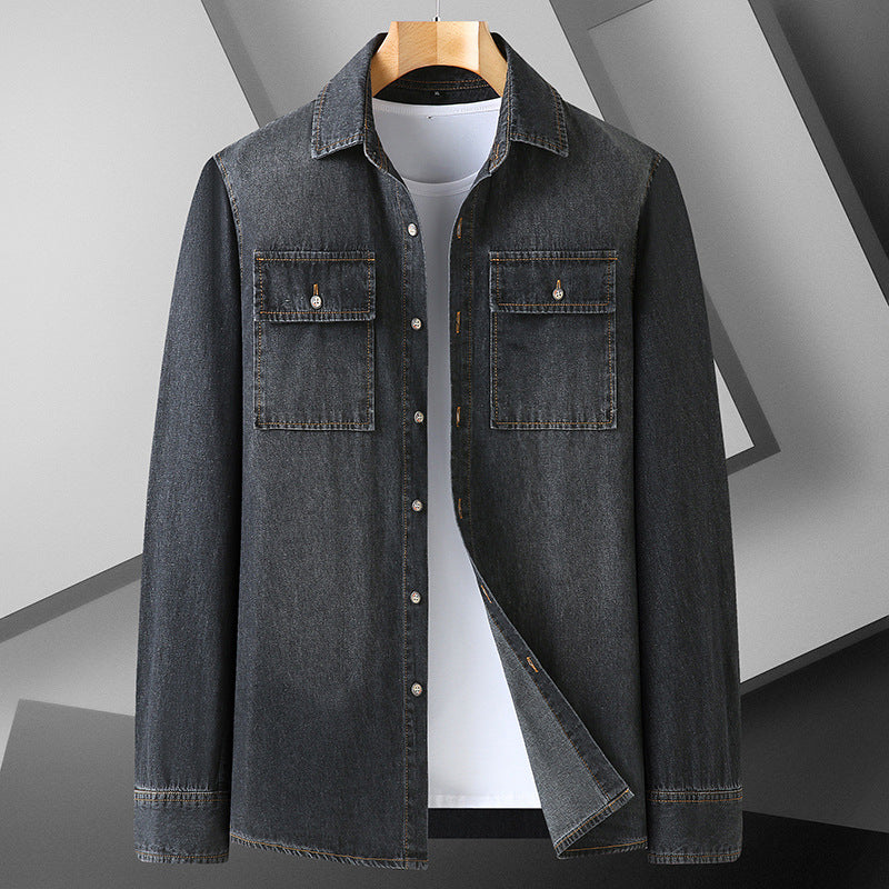 Men's denim shirt with chest flap pockets and Kent collar Mune Fashion