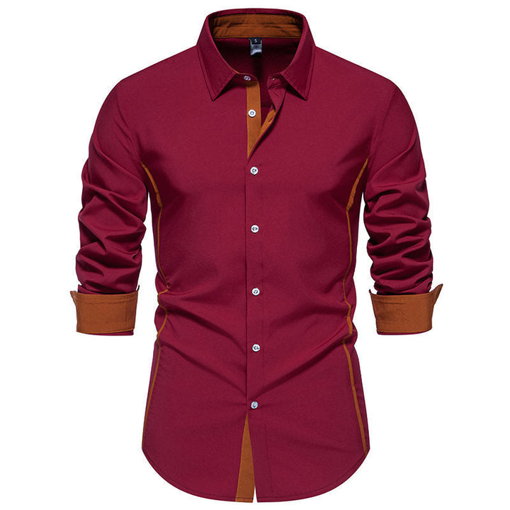 Men's Contrast Trim Slim-Fit Business Shirt with Cuffs Mune Fashion