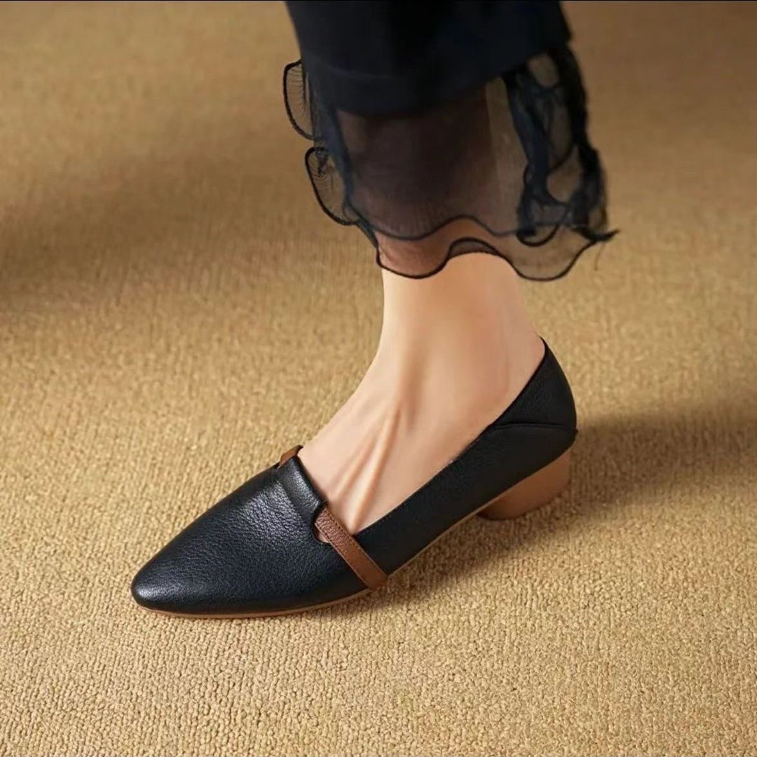Elegant Women's Ballet Flats with Comfortable Block Heel and Fashionable Strap