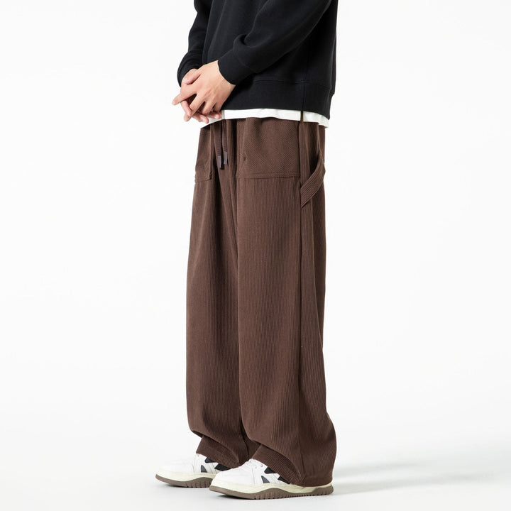 Damen Cordhose mit weitem Bein, elastischem Bund und aufgesetzten Taschen Mune Fashion