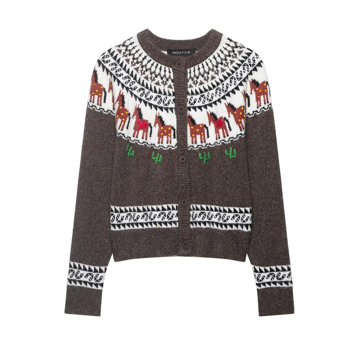 Women’s fine knit cardigan with crocheted Peter Pan collar Mune Fashion
