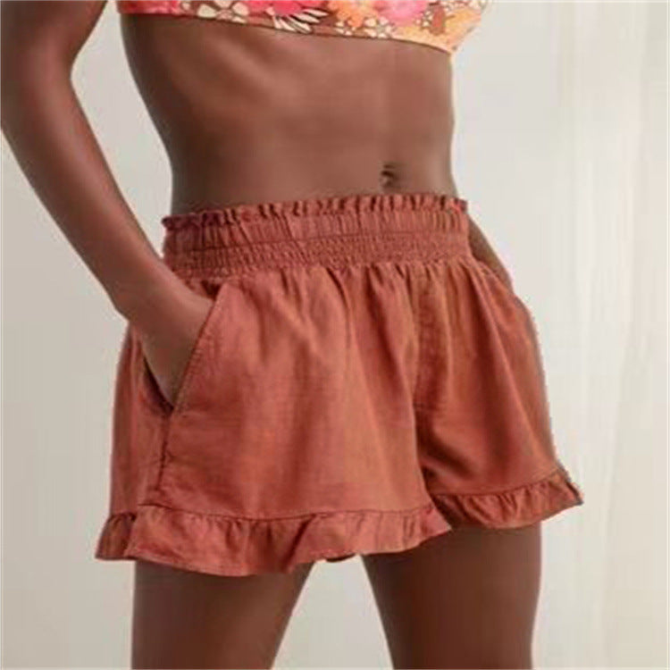 Women's Casual Summer Shorts with Elastic Waist and Voluminous Hem