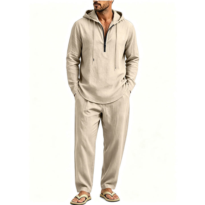Men's Casual Lounge Set with Half-Zip Hoodie and Loose-Fitting Leisure Pants Mune Fashion