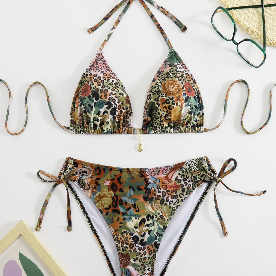 Ladies triangle bikini with floral and animal print Mune Fashion
