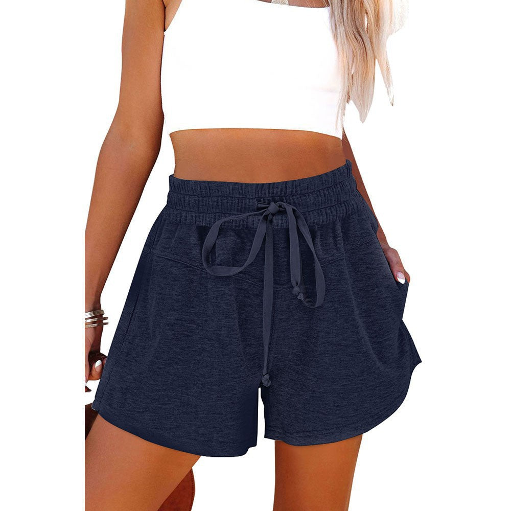 Women's Comfortable Sport Shorts with Elastic Waist and Side Pockets