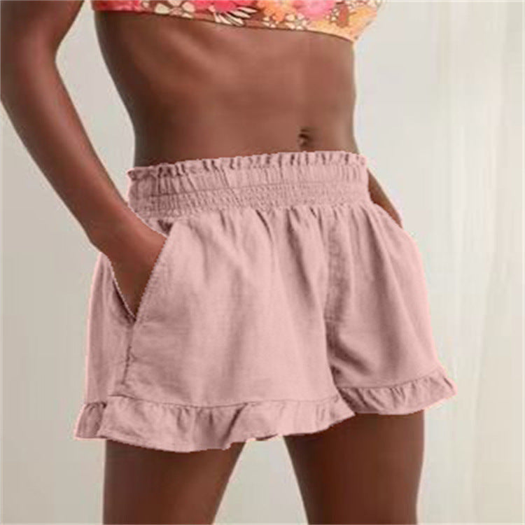 Women's Casual Summer Shorts with Elastic Waist and Voluminous Hem