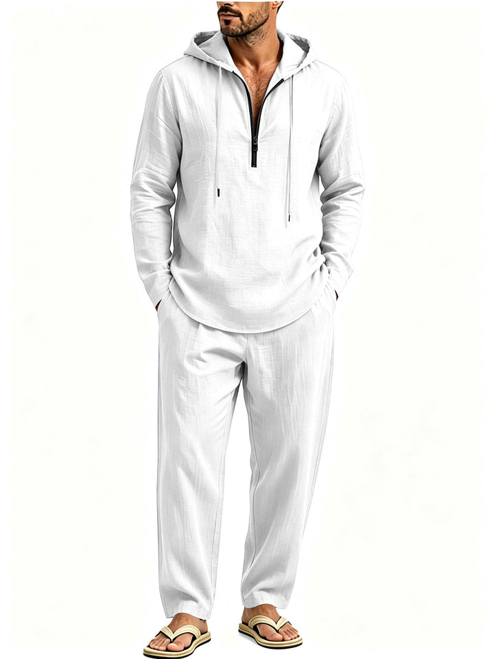 Men's Casual Lounge Set with Half-Zip Hoodie and Loose-Fitting Leisure Pants Mune Fashion