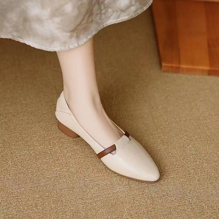 Elegant Women's Ballet Flats with Comfortable Block Heel and Fashionable Strap