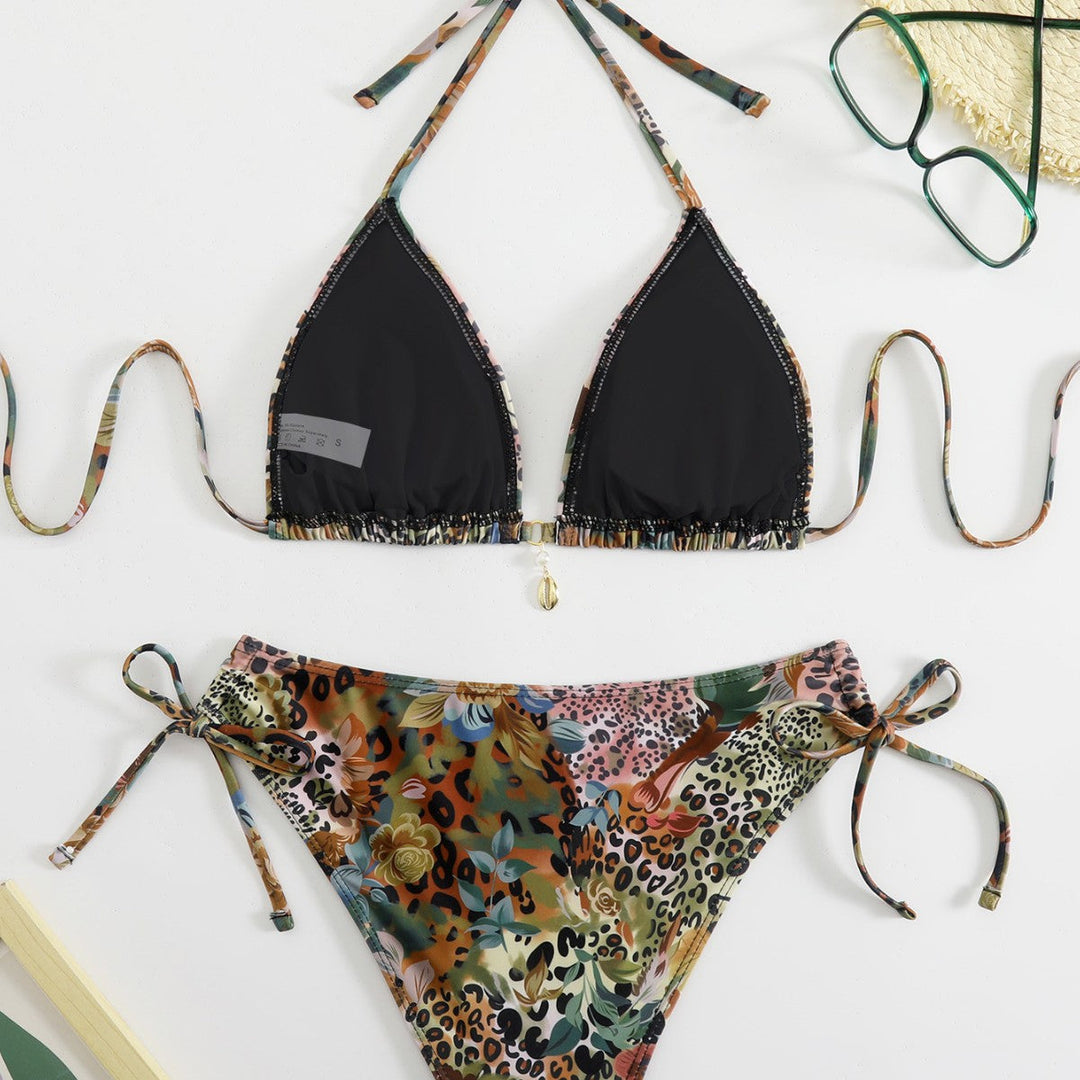 Ladies triangle bikini with floral and animal print Mune Fashion