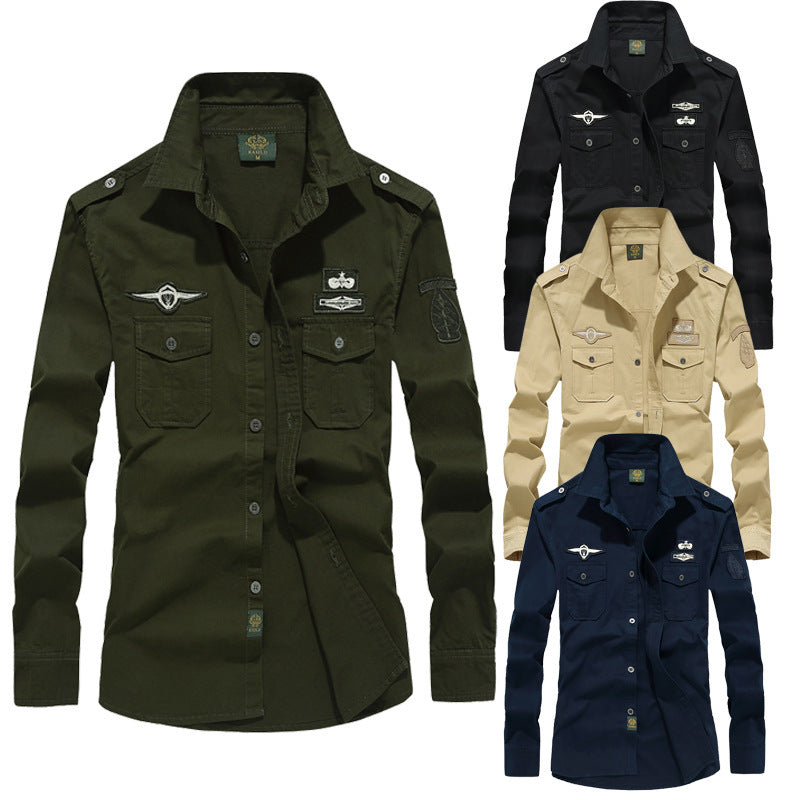 Men's Casual Long Sleeve Shirt in Military Style Mune Fashion