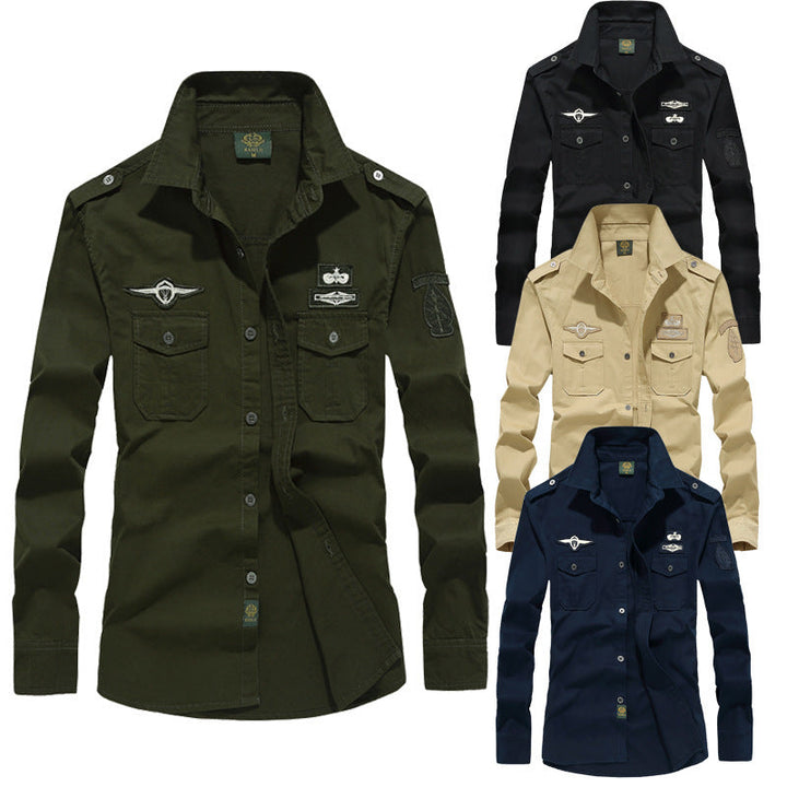 Men's Casual Long Sleeve Shirt in Military Style Mune Fashion