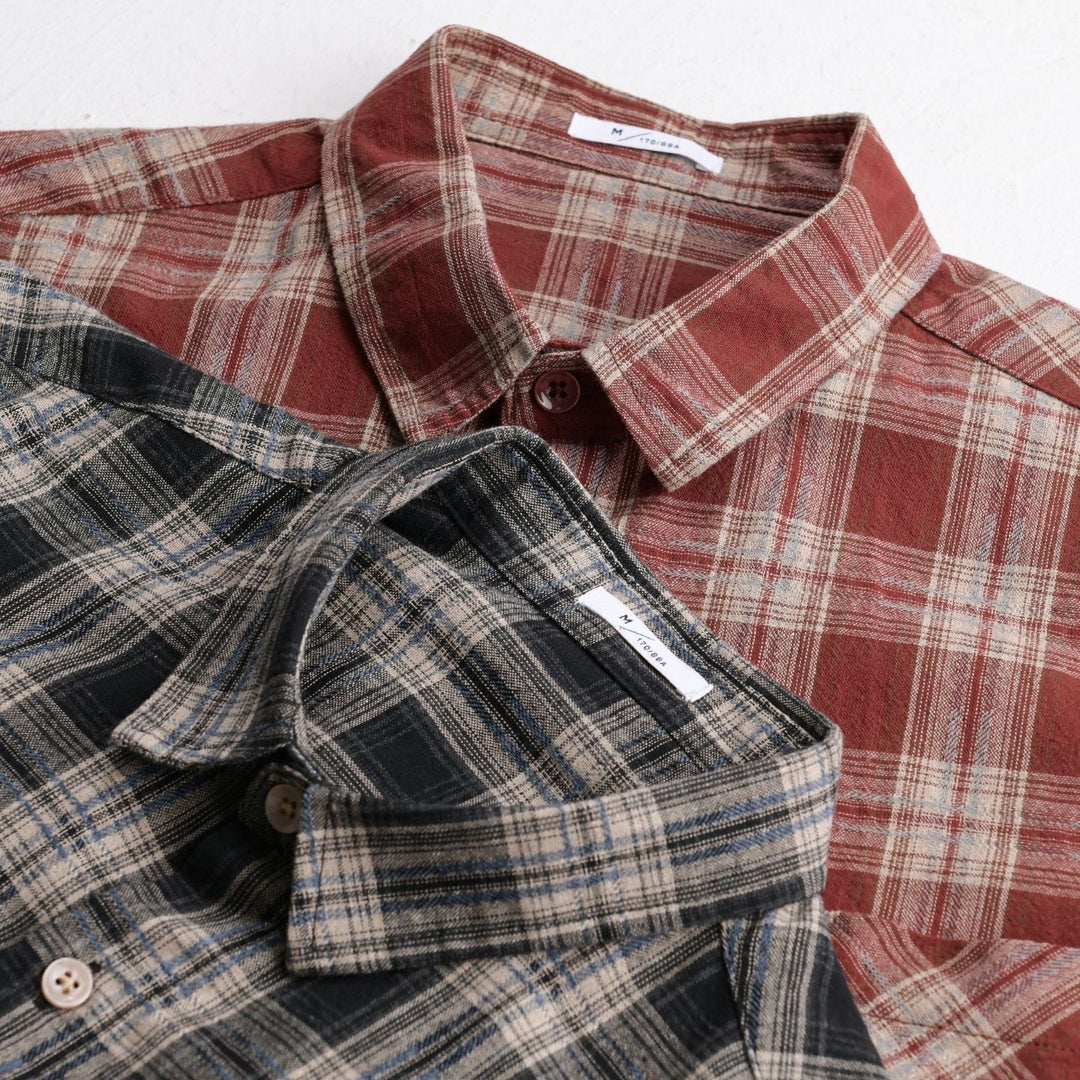 Men's Checked Flannel Overshirt in Vintage Look with Patch Chest Pocket and Casual Fit Mune Fashion