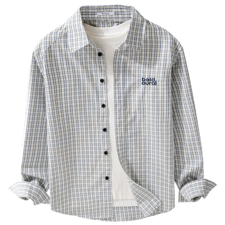 Men's cotton overshirt with fine check pattern and Kent collar Mune Fashion