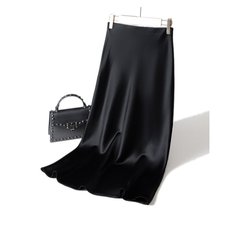 Women Elegant Maxi Skirt made of Flowing Satin Mune Fashion