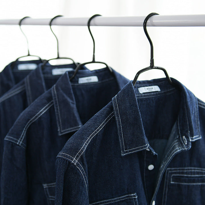 Men's jeans overshirt in worker style with double chest pockets and contrasting decorative seams Mune Fashion