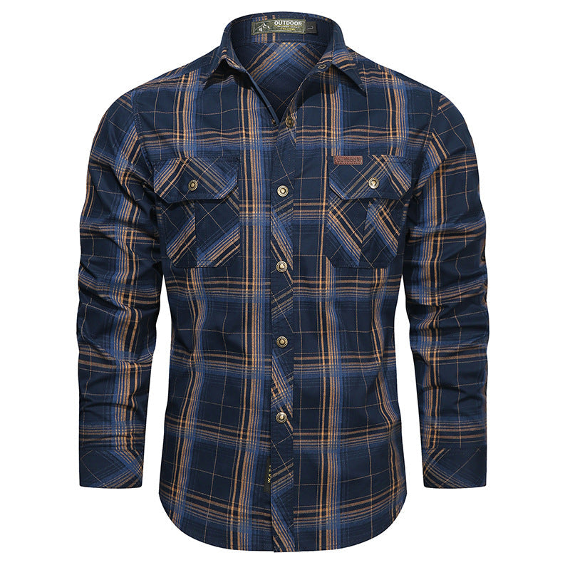 Men's checkered flannel outdoor shirt with reinforced flap chest pockets and ergonomic back detail Mune Fashion