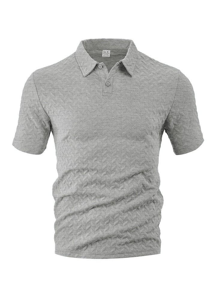 Men's structured short sleeve knit collar shirt with chevron pattern Mune Fashion