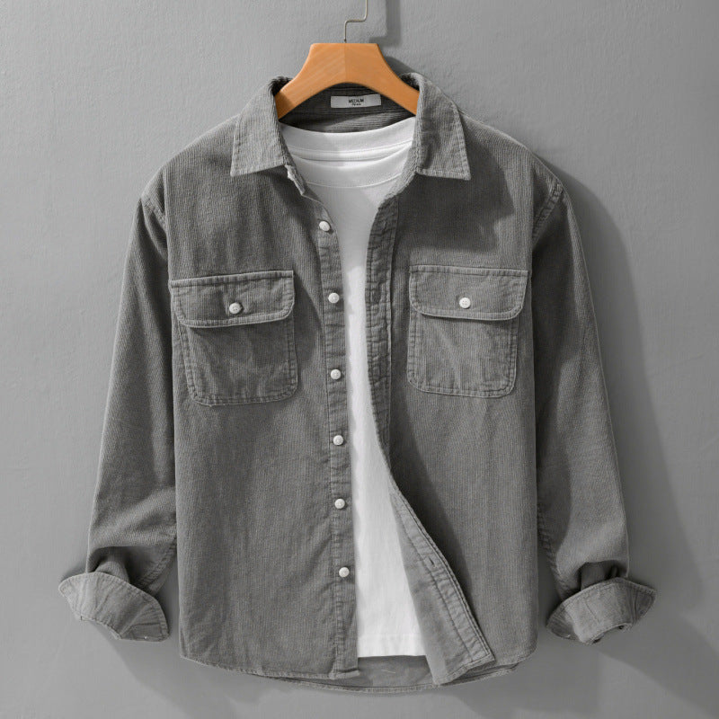 Men's cord overshirt in relaxed fit with patch chest pockets and soft touch Mune Fashion
