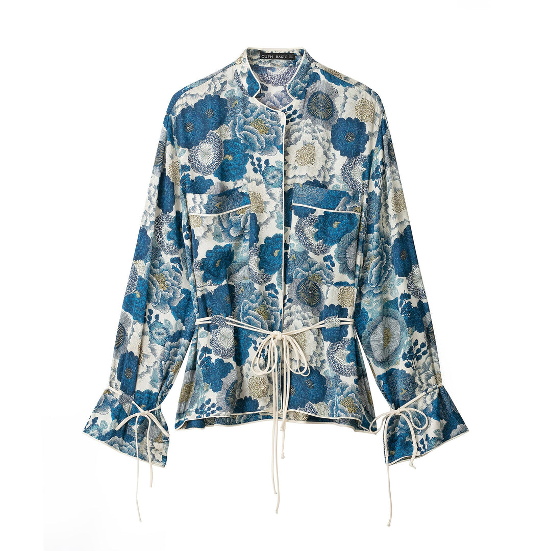 Women High-Waisted Cropped Palazzo Pants in Jacquard Woven Floral Design Mune Fashion