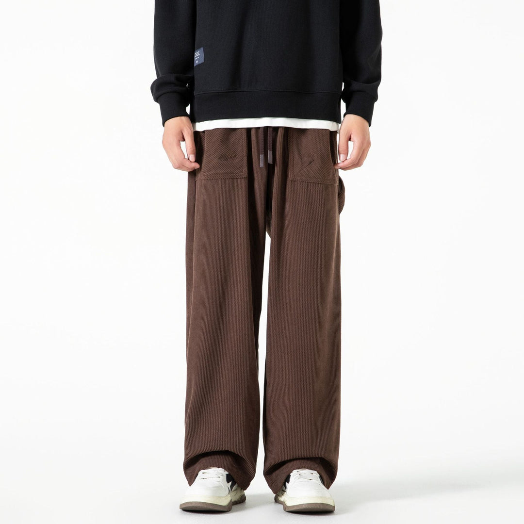 Damen Cordhose mit weitem Bein, elastischem Bund und aufgesetzten Taschen Mune Fashion