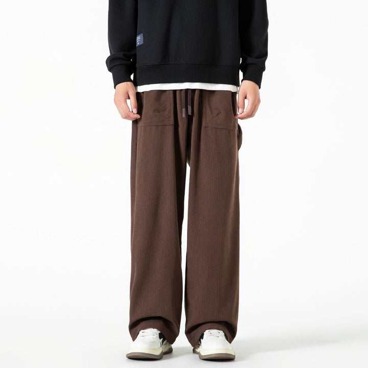 Damen Cordhose mit weitem Bein, elastischem Bund und aufgesetzten Taschen Mune Fashion