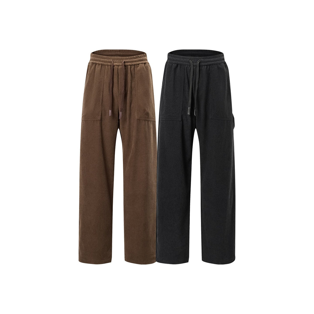 Damen Cordhose mit weitem Bein, elastischem Bund und aufgesetzten Taschen Mune Fashion