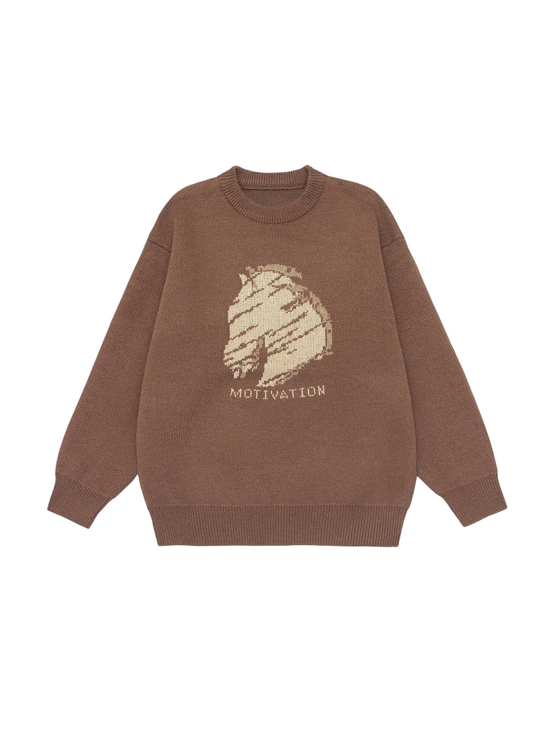 Damen Oversize-Strickpullover mit Intarsienmotiv und Rundhalsausschnitt Mune Fashion