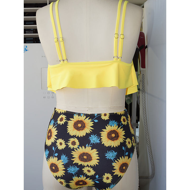 Women One-Piece Swimsuit with Flowing Top and Elaborate Floral Design Mune Fashion
