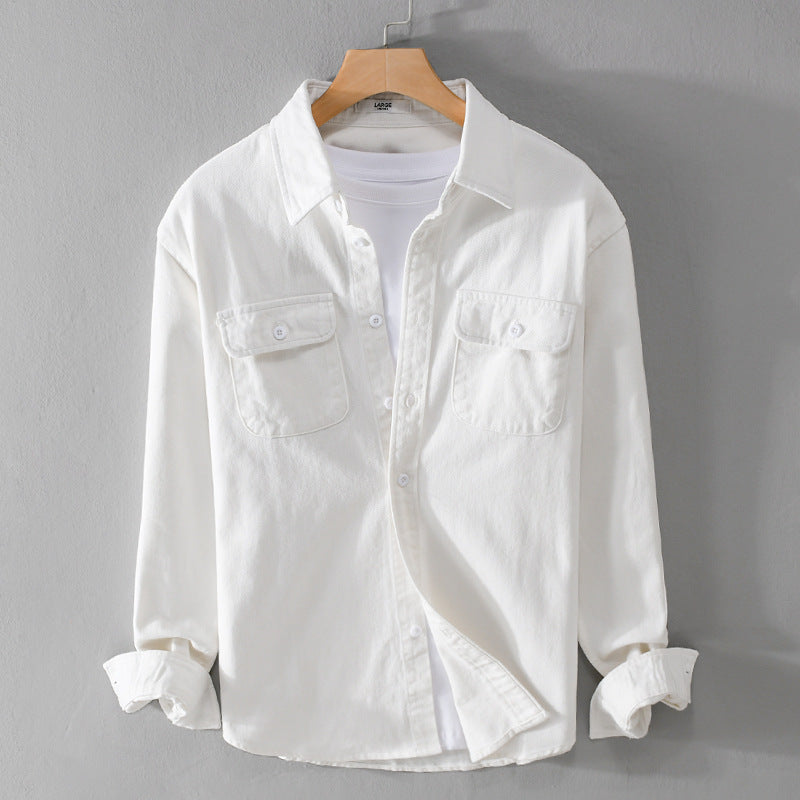 Men's Light Cotton Twill Overshirt with Chest Pockets and Relaxed Fit Mune Fashion