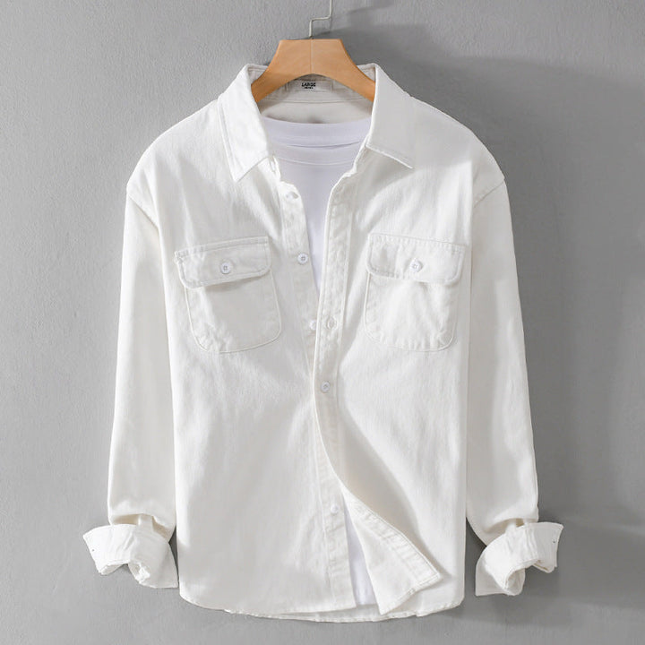Men's Light Cotton Twill Overshirt with Chest Pockets and Relaxed Fit Mune Fashion