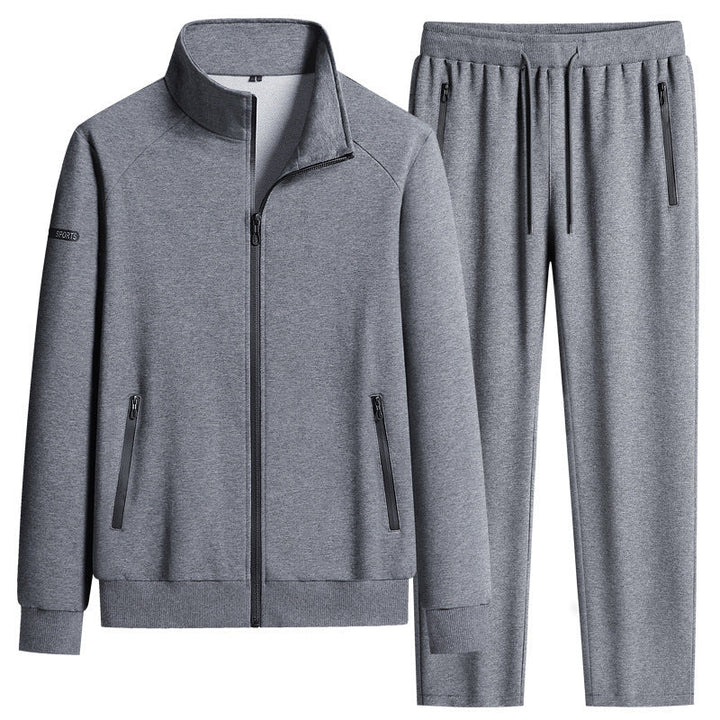 Men's Sporty Softshell Training Suit Set with Fleece-Lined Jacket and Tapered Jogging Pants Mune Fashion