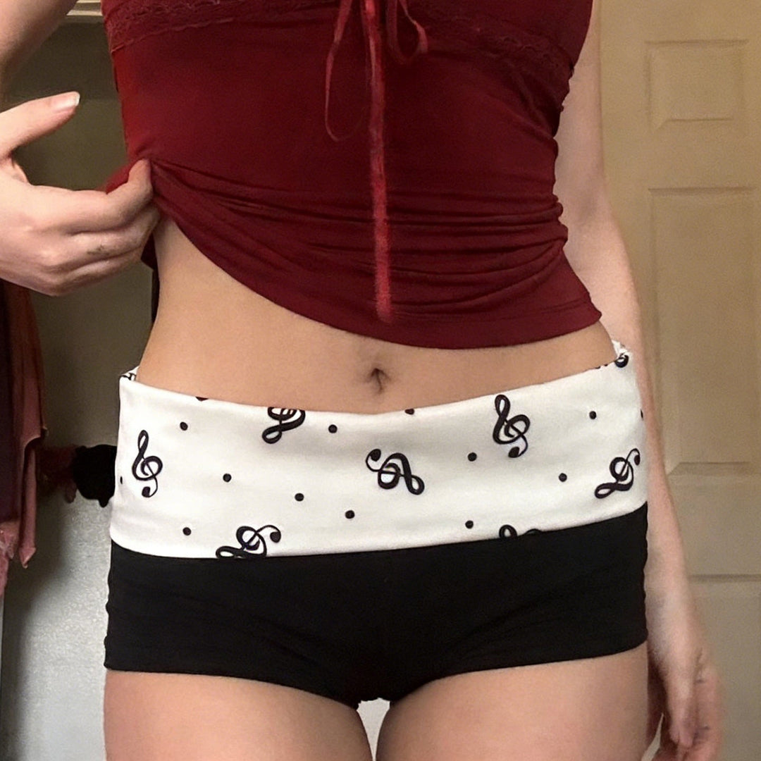Women's Swim Shorts with Musical Note Pattern